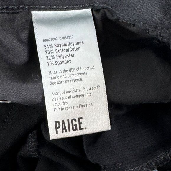 PAIGE Hoxton Shadow Black Straight Curved Ruffle Hem Jeans Sz 27 - Picture 11 of 13
